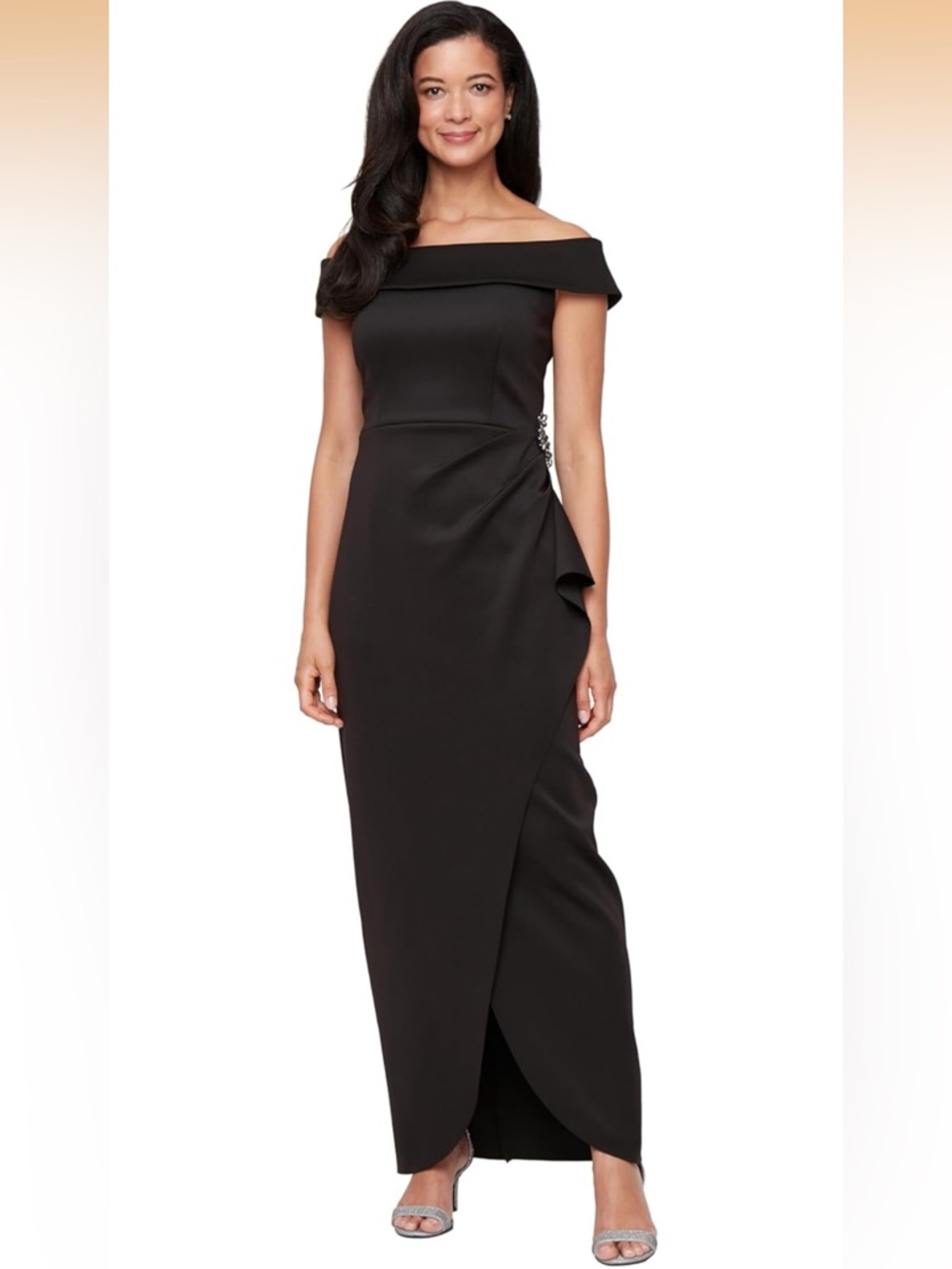 Alex Evenings Women's Stretch Scuba Crepe Off the Shoulder Dress - Size 4